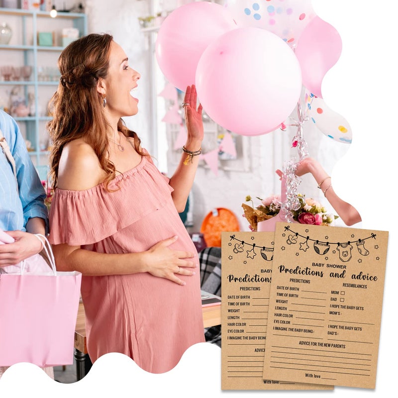 Misaidou Baby Predictions and Advice Baby Shower Game, Girl or Boy Babies New Parent Message Advice Book, Baby Shower Party Games Supplies & Activities, 30 Game Cards Included, Kraft - Image 5